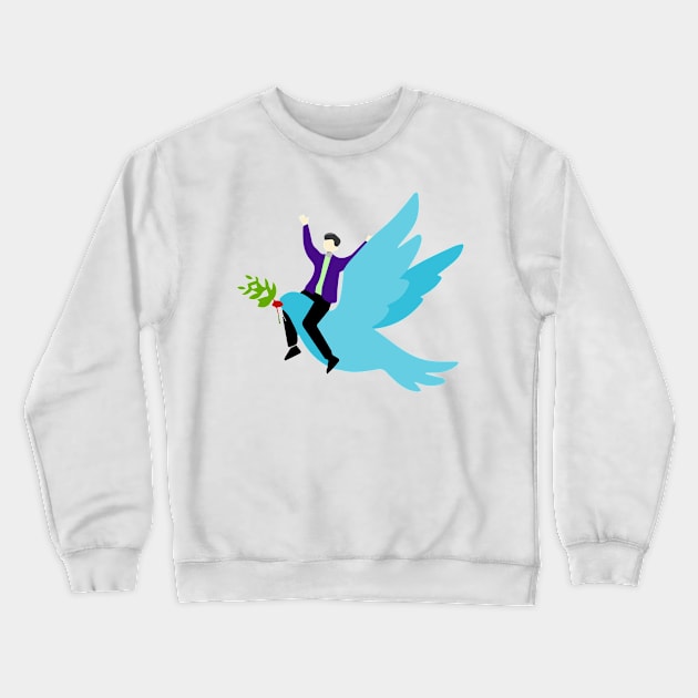 Boy riding a Dove Crewneck Sweatshirt by Right-Fit27